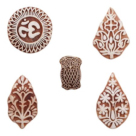 Set of 5 Piece New Mix Wooden Printing Blocks